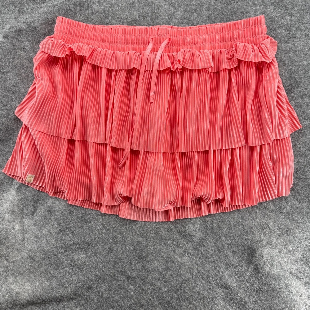 Simply Southern Women's Pink Tier Ruffle Skirt inside shorts size XL Preppy Golf